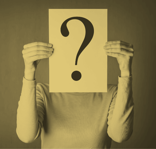 Question mark poster symbolizing why The Blondes chose their bold and memorable name